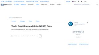 
                            8. World Credit Diamond Coin (WCDC) Price, Chart, Value & Market ...