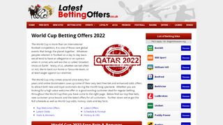 
                            7. World Cup Betting Offers & Free Bets For New & Existing Customers ...