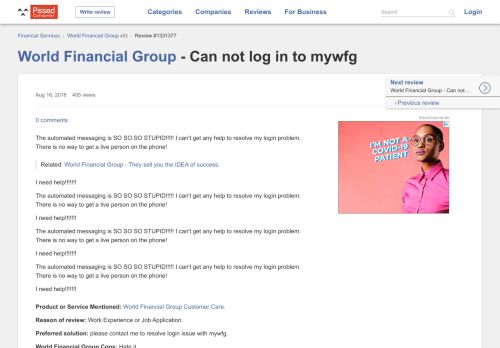 
                            8. World Financial Group - Can not log in to mywfg Aug 16, 2018 ...