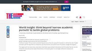 
                            8. World insight: think beyond 'narrow academic pursuits' to tackle global ...