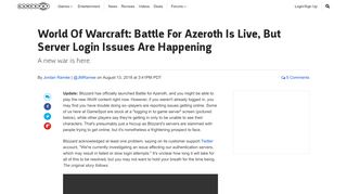 
                            7. World Of Warcraft: Battle For Azeroth Is Live, But Server Login Issues ...