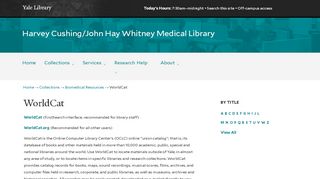 
                            10. WorldCat | Harvey Cushing/John Hay Whitney Medical Library