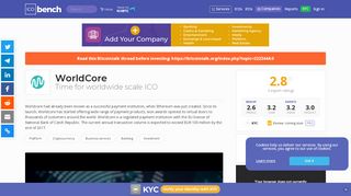 
                            10. WorldCore (WRC) - ICO rating and details | ICObench