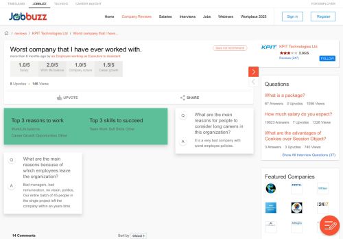 
                            12. Worst company that I have ever worked with.|KPIT Technologies Ltd ...