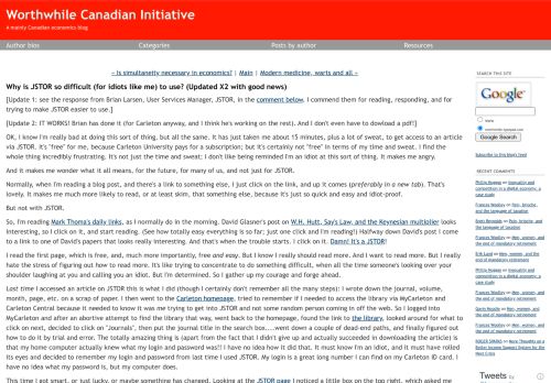 
                            10. Worthwhile Canadian Initiative: Why is JSTOR so difficult (for idiots ...