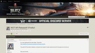 
                            6. WOT API Released!! (Finally!) - General Discussion - World of ...