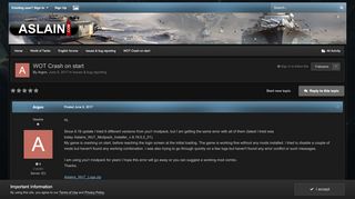 
                            12. WOT Crash on start - Issues & bug reporting - Aslain.com