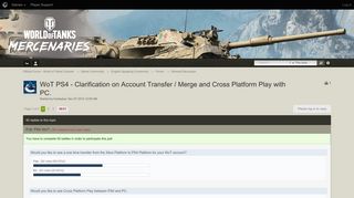 
                            10. WoT PS4 - Clarification on Account Transfer / Merge and Cross ...
