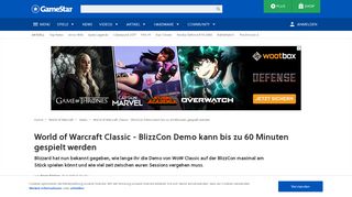 
                            12. WoW Classic - BlizzCon Demo kann bis zu 60 Minuten gespielt werden