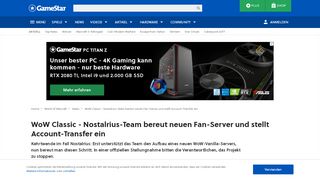
                            12. WoW Classic - Nostalrius-Team bereut neuen Fan-Server und stellt ...