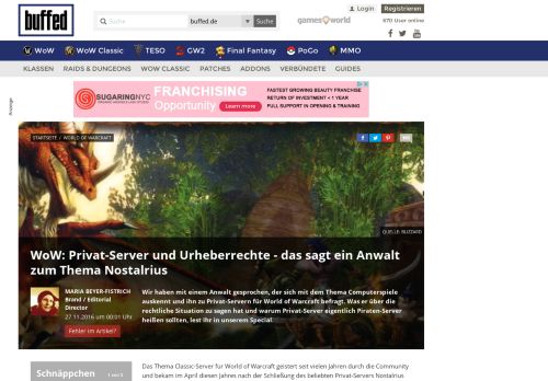 
                            6. WoW: Privat-Server und Urheberrechte - das sagt ein Anwalt zum ...