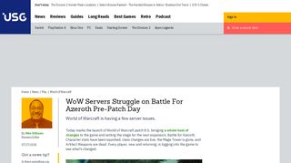 
                            8. WoW Servers Struggle on Battle For Azeroth Pre-Patch Day | USgamer