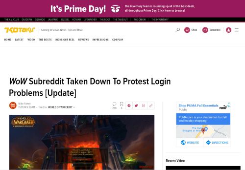 
                            9. WoW Subreddit Taken Down To Protest Login Problems [Update]