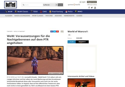 
                            11. WoW: Voraussetzungen für die Nachtgeborenen auf dem PTR ... - Buffed