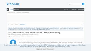 
                            12. WP 4.1 - Neuinstallation: Fehler beim Aufbau der Datenbank ...