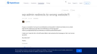 
                            9. wp-admin redirects to wrong website?! | DigitalOcean