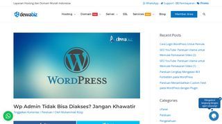 
                            6. Wp Admin Tidak Bisa Diakses? Jangan Khawatir | DewaBiz.com