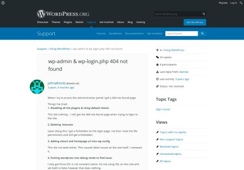 
                            8. wp-admin & wp-login.php 404 not found | WordPress.org