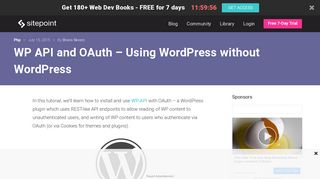 
                            9. WP API and OAuth - Using WordPress without WordPress — SitePoint