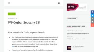 
                            9. WP Cerber Security 7.5 – WordPress security, malware scanner ...
