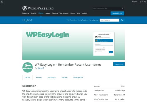 
                            11. WP Easy Login | WordPress.org