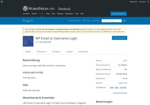 
                            4. WP Email or Username Login | WordPress.org