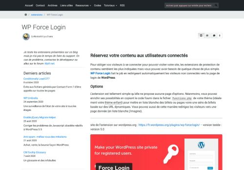 
                            7. WP Force Login | L'Écho des Plugins WP