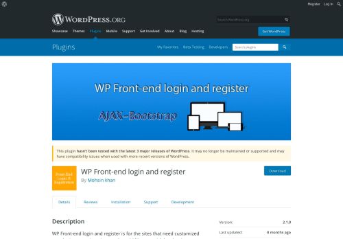 
                            7. WP Front-end login and register | WordPress.org