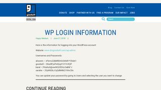 
                            11. WP Login Information - Goodwill of Central Iowa