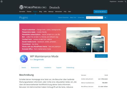 
                            2. WP Maintenance Mode | WordPress.org