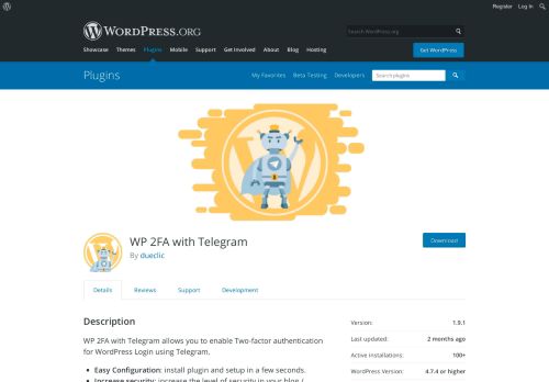 
                            2. WP Two Factor Authentication with Telegram | WordPress.org