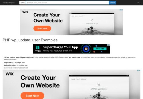
                            12. wp_update_user PHP Code Examples - HotExamples