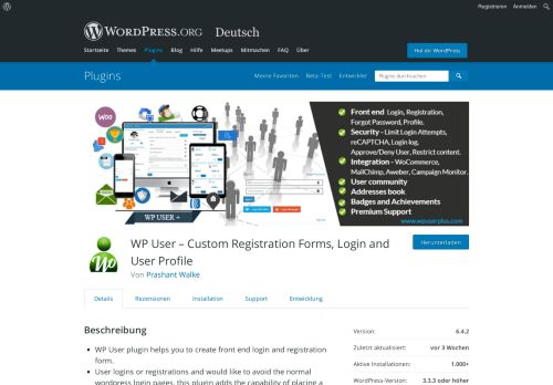 
                            3. WP User – Custom Registration Forms, Login and User ... - WordPress