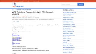 
                            9. WPF Database Connectivity with SQL Server in VB.NET - NET Heaven