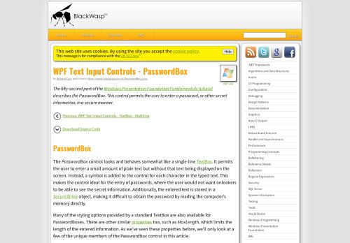 
                            4. WPF Text Input Controls - PasswordBox - the BlackWasp