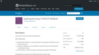 
                            4. wpShopGermany – IT-Recht Kanzlei | WordPress.org