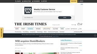 
                            8. WRI acquires HostelBookers - The Irish Times