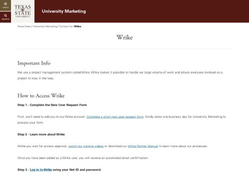 
                            13. Wrike : University Marketing : Texas State University