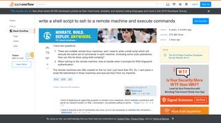 
                            1. write a shell script to ssh to a remote machine and execute ...