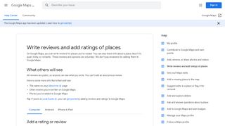 
                            2. Write reviews and add ratings of places - Computer - Google Maps ...