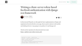 
                            3. Writing a client-server token-based facebook authentication with ...