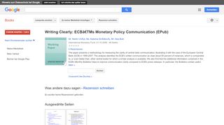 
                            7. Writing Clearly: ECBâ€TMs Monetary Policy Communication (EPub)
