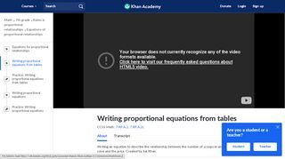 
                            13. Writing proportional equations from tables (video) | Khan Academy