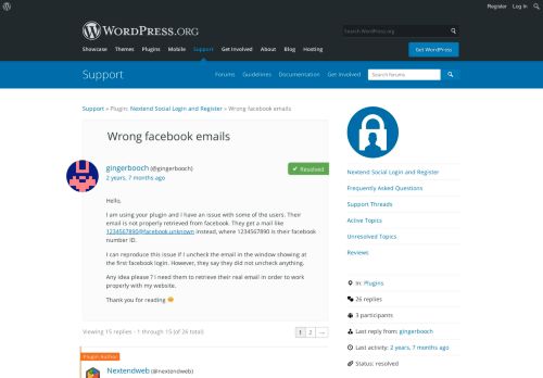 
                            10. Wrong facebook emails | WordPress.org