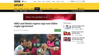 
                            10. WRU and Welsh regions sign new £60m rugby agreement - BBC Sport