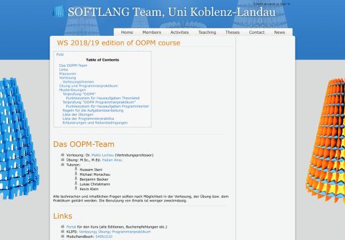 
                            12. WS 2018/19 edition of OOPM course - SOFTLANG Team, Uni Koblenz ...