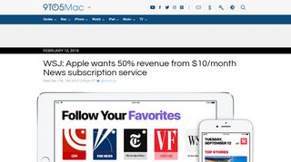
                            13. WSJ: Apple wants 50% revenue from $10/month News ...
