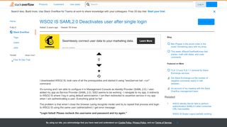 
                            6. WSO2 IS SAML2.0 Deactivates user after single login - Stack Overflow