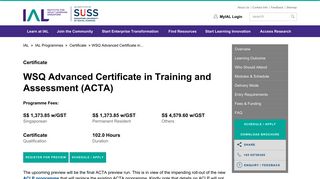 
                            7. WSQ Advanced Certificate in Training and Assessment (ACTA) - IAL