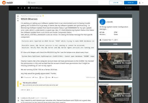 
                            10. WSUS DB errors : SCCM - Reddit